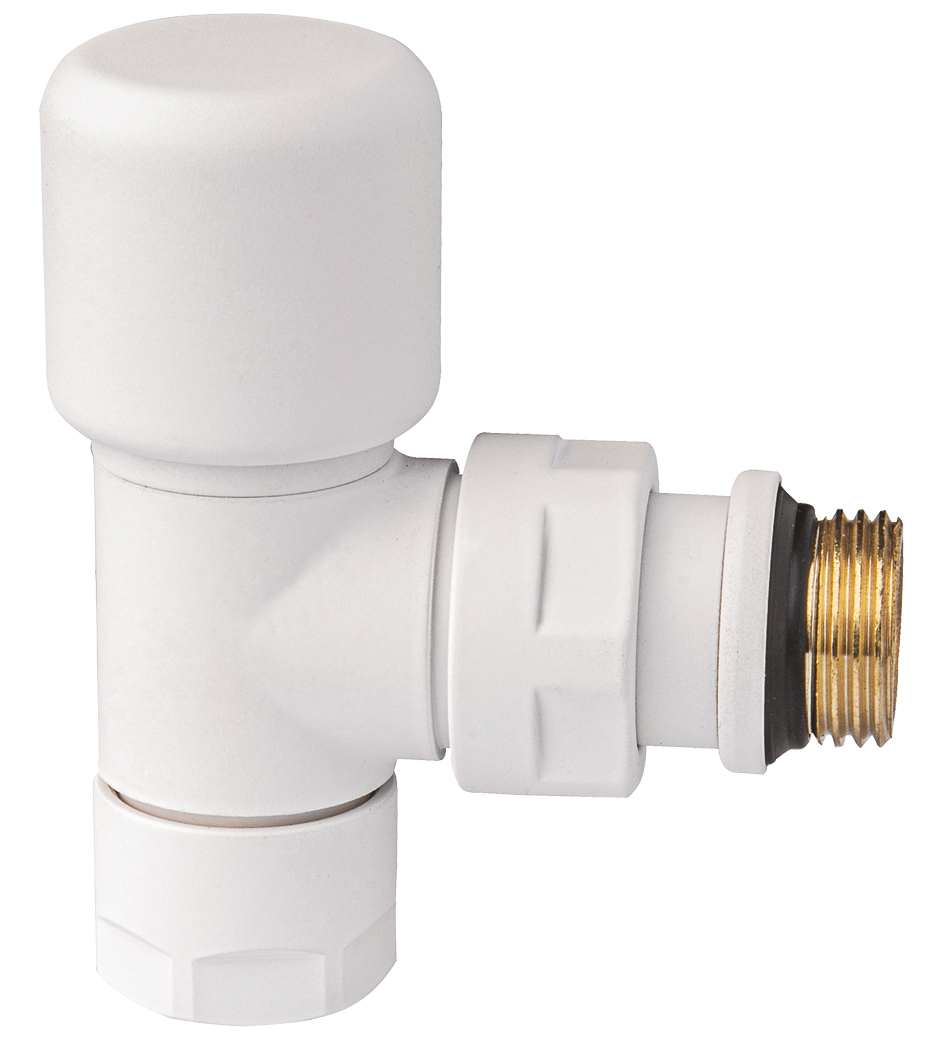 Вентиль термостат. углов. 1/2"гайка М24х19,  бел.матов.