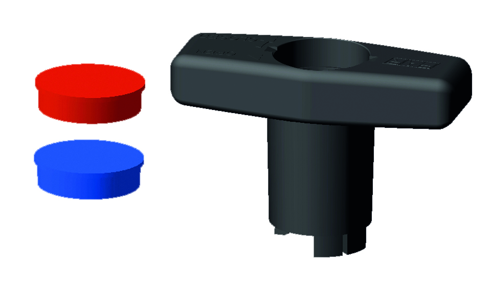 Ручка высокая для шарового краны с крас./син.вставками