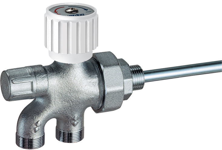 Регулир. узел нижн. подкл. с зап. вентилем, к радиатору 3/4", зонд 14 (для 1-х систем)