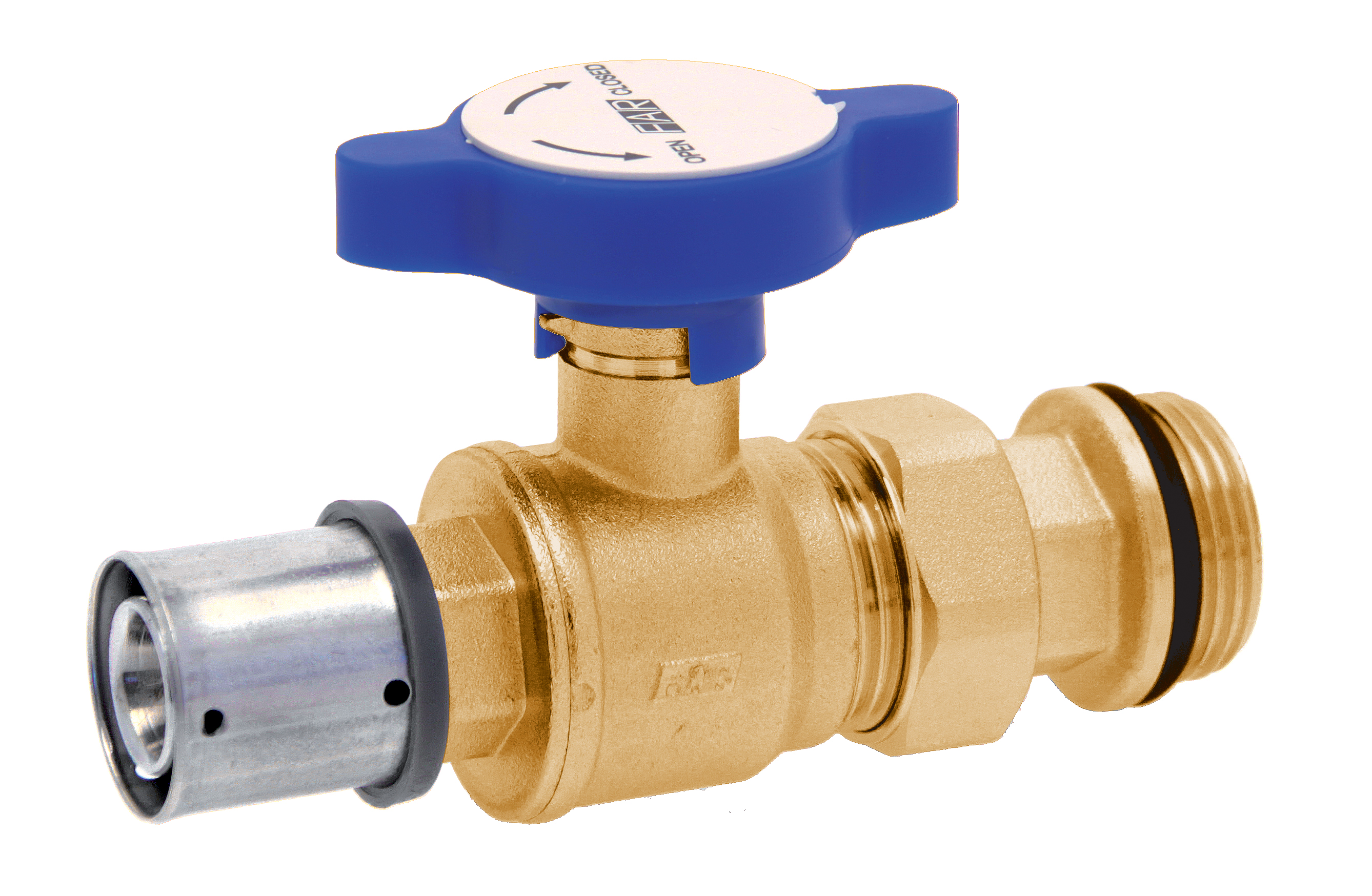 Кран шар. под термометр,  1" (американка с EPDM-Ø 32X3 PRESSFAR), латун., красн.ручка