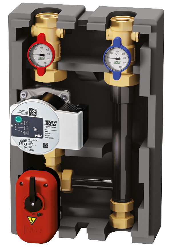 ГБМ 1 1/4" со смесит.краном 220Вт, в теплоизоляции, под насос 180 мм,