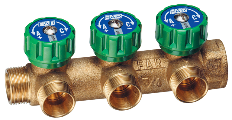 Регулирующий коллектор 3/4 HP-BP с 3 отв. М24х19, латун. (Арт.:FK 3835 34)