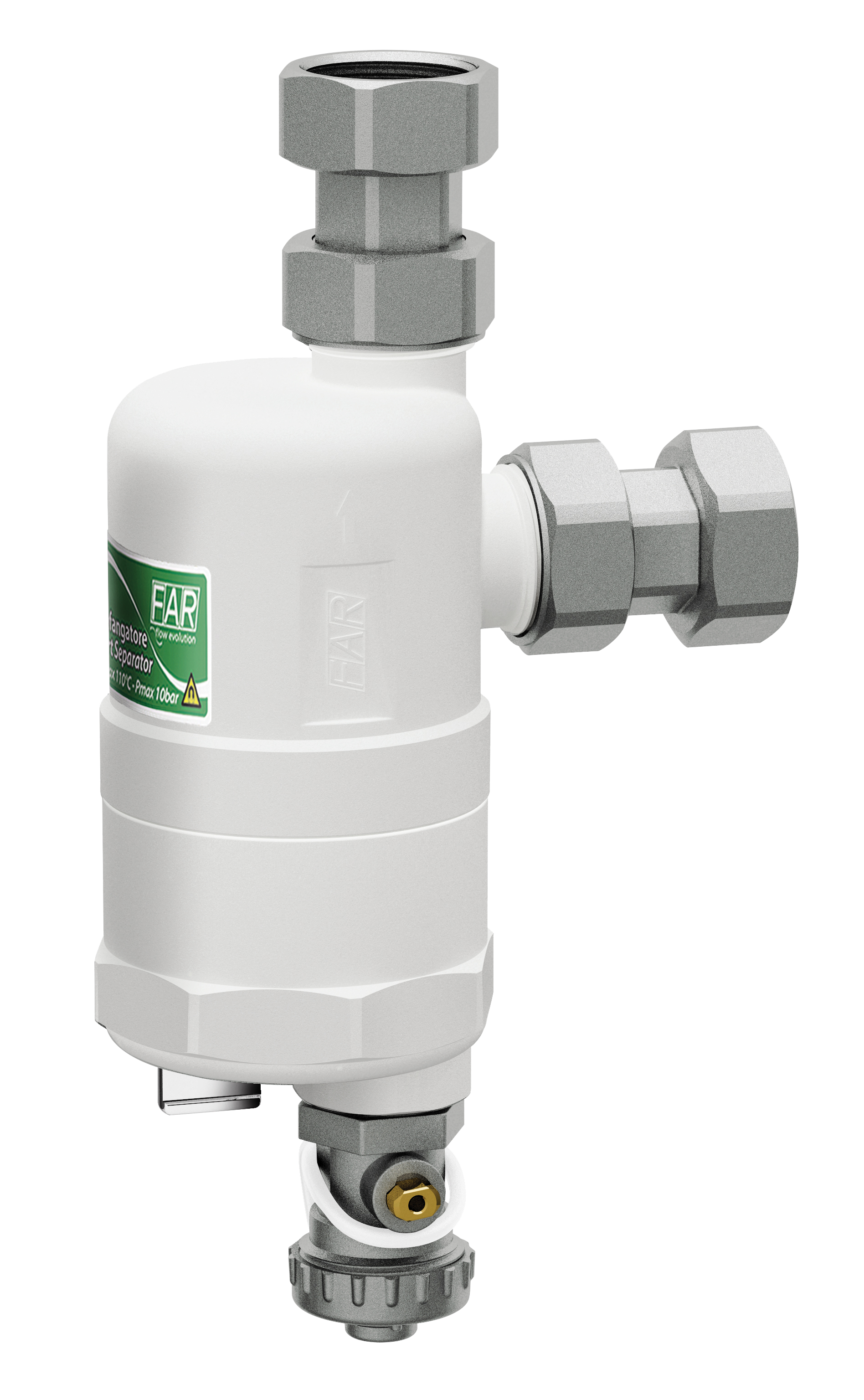 Сепаратор шлама (дешламатор) COMPACTFAR белый корпус, с магн., 3/4"накидн.гайки