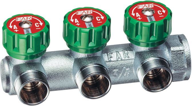 Регулируемый коллектор 3/4" с 3 отв. М24х19, концевой