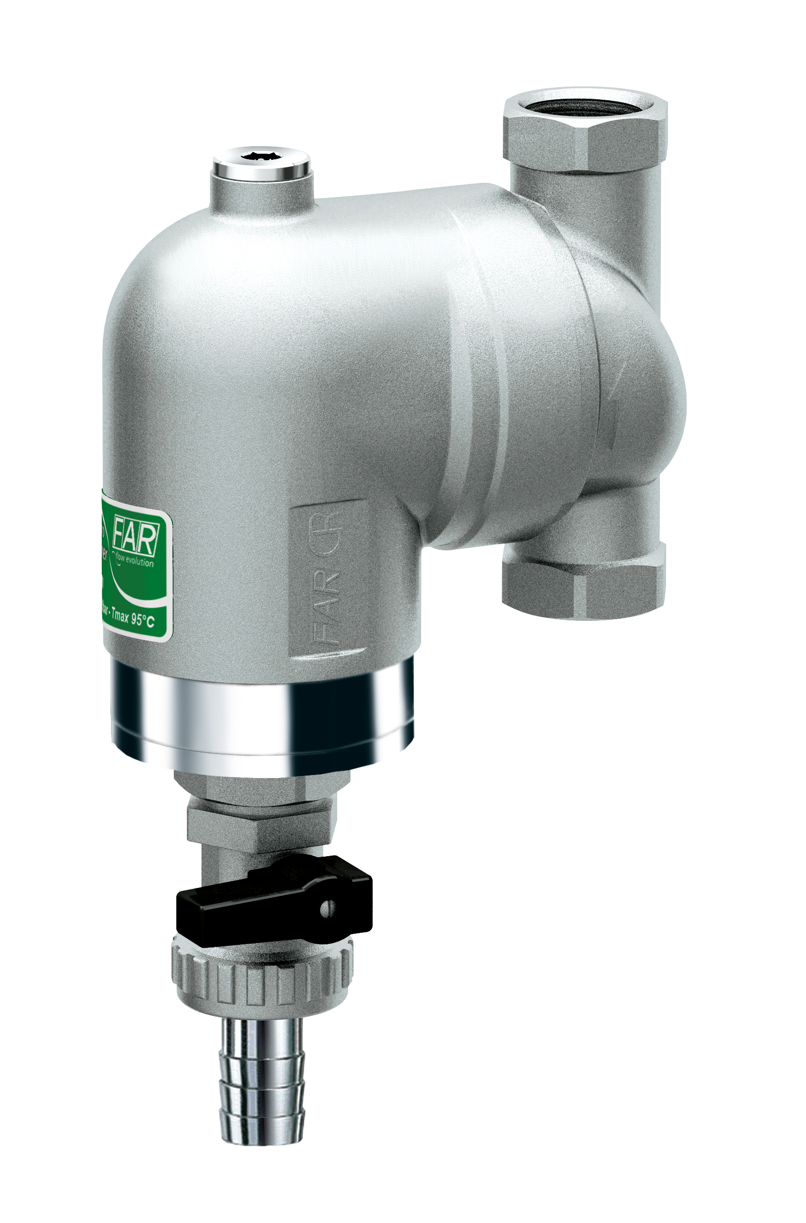 Фильтр 100мкм, под манометр,  Max: 95 °C, 25 бар. Поворотное соединение 1/2" ВР