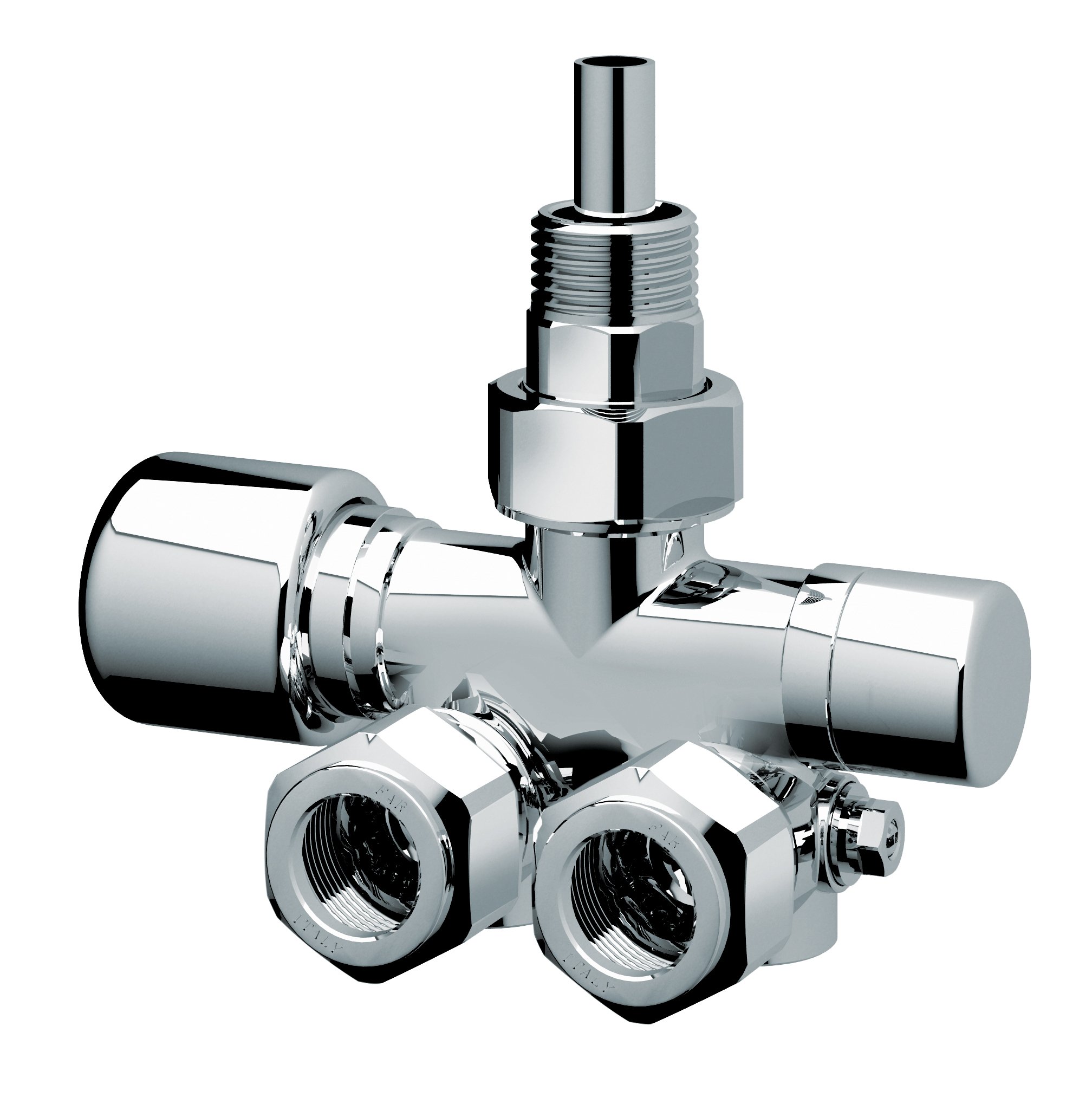 Узел нижн. подкл. левост. универс. с терм. и зап. вент, зонд 10мм-450мм, серебро, М24х19-1/2"EPDM