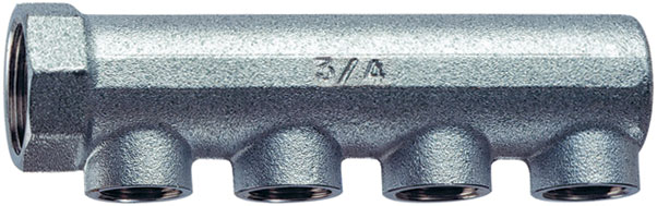 Коллектор концевой 3/4"ВР  с 4 отвод. 1/2"ВР, межосев.36мм