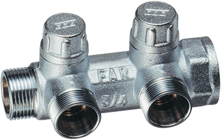 Запорный коллектор 3/4"НР-ВР с 2  отв. М24х19