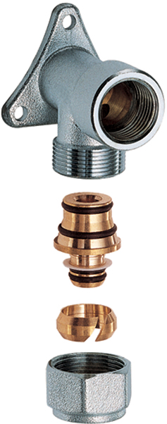 Настенный угольник 1/2" ВР с концовкой для м/п труб 20х2