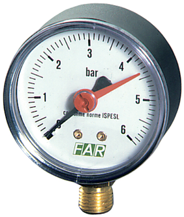 Манометр 1/4" (торцевое соед.) , 0-10 бар, - 20-80 °C, O 63 мм