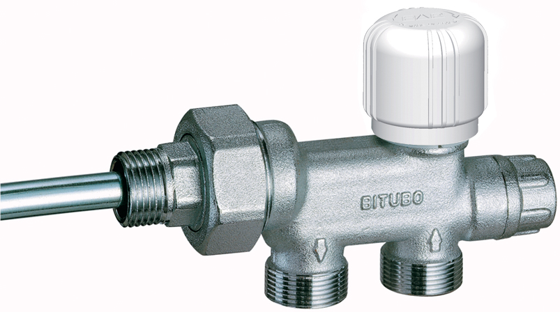 Терморег.  узел нижнего подкл. (для 2-х систем) отводы 3/4"EU, к радиатору 1/2"