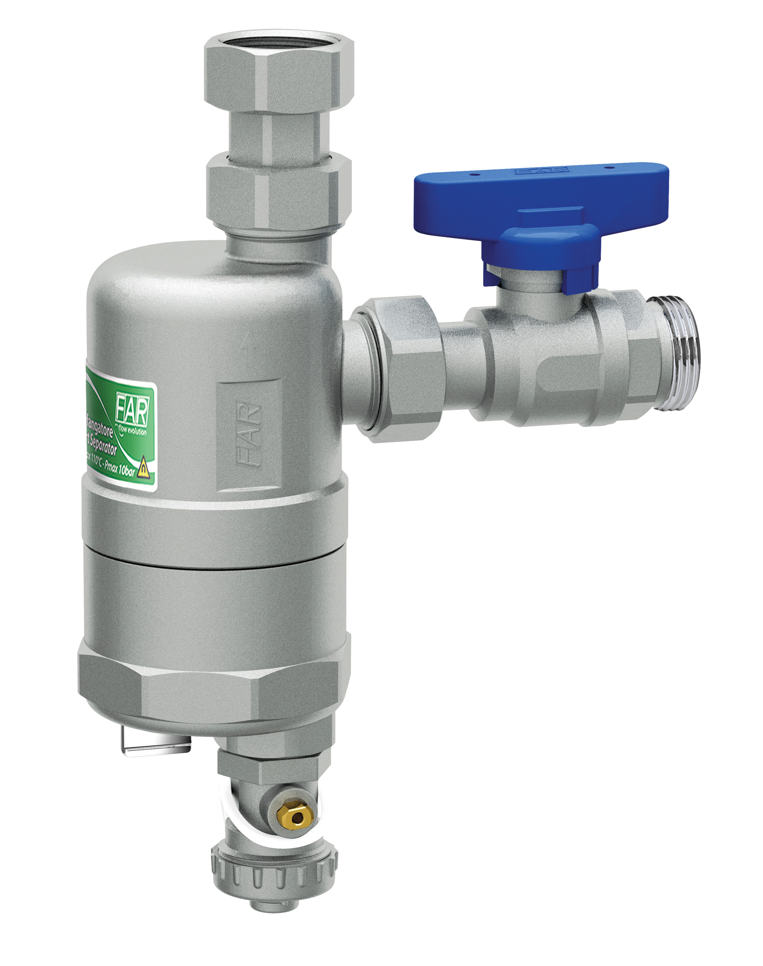 Сепаратор шлама (дешламатор) COMPACTFAR с магн., шаров.краном 3/4 НР - 3/4"накидн.гайка