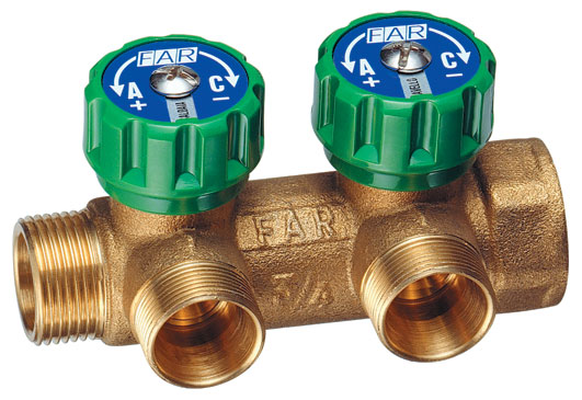 Регулирующий коллектор 3/4" (ВР-НР) с 2 отв. М24х19, латун.