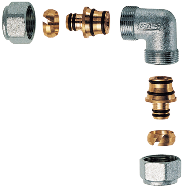 GOMITO DOPPIO  1"  CROMATO ADATTATORE MULTISTRATO D. 25