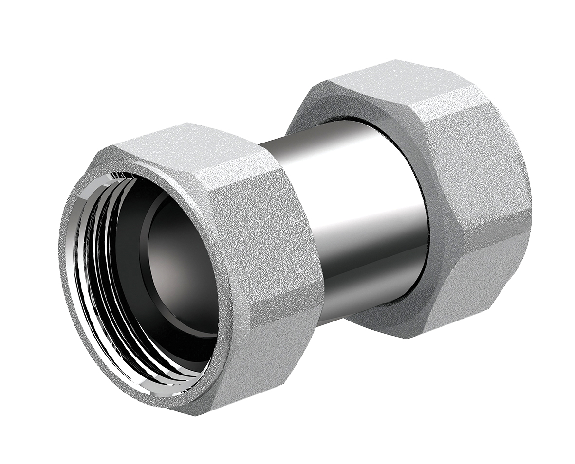 Муфта телескоп.хром., 35-50 мм, 1" (накид.гайки)