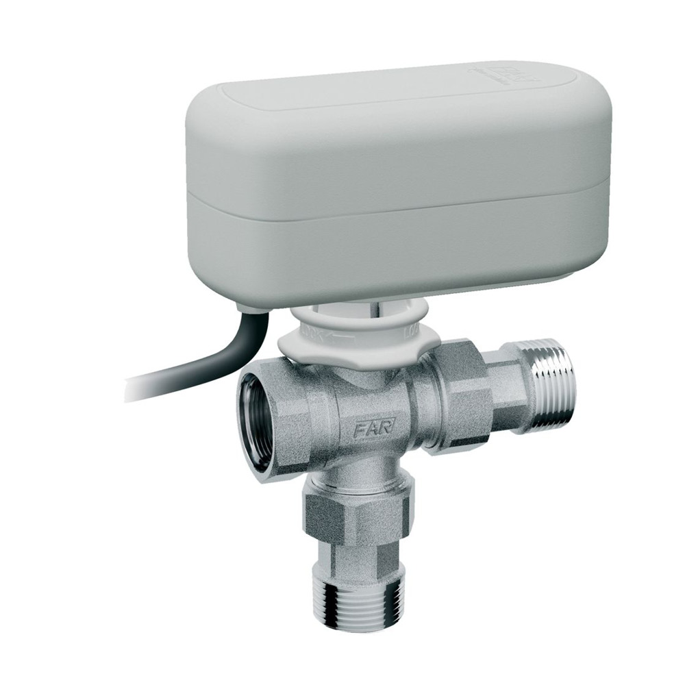 3-х ход. кран, 4,8 куб.м/ч,  3/4" ВР-американки, с приводом арт.3071 (40сек, 24В)