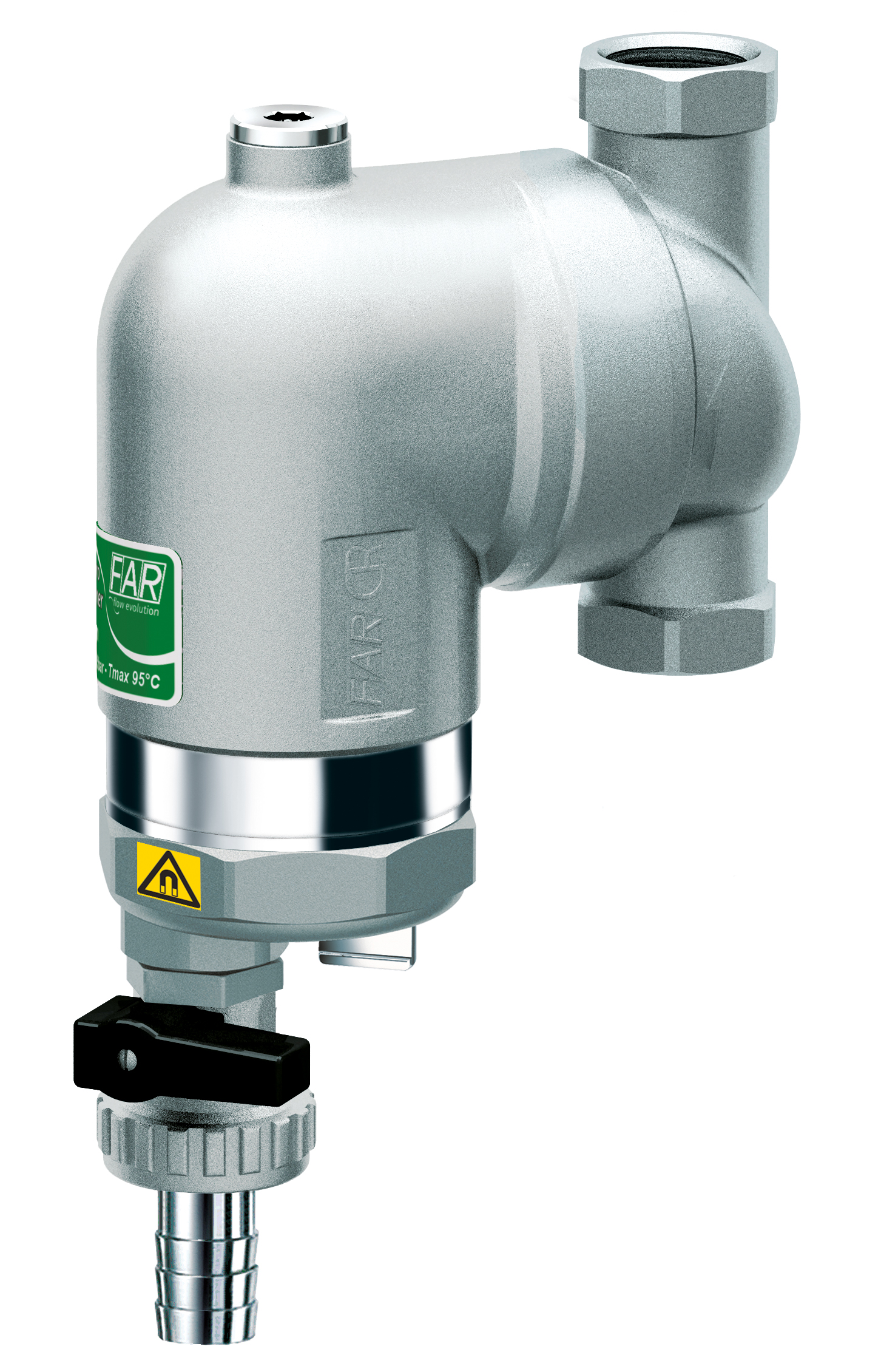 Фильтр 300мкм, с магн.встав., под манометр,  Max: 95 °C, 25 бар, поворот.соед. 3/4" ВР
