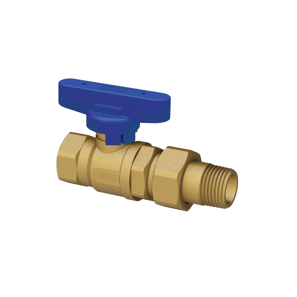 Кран шаровый латунный 1/2" ВР-американка, бабочка, синий