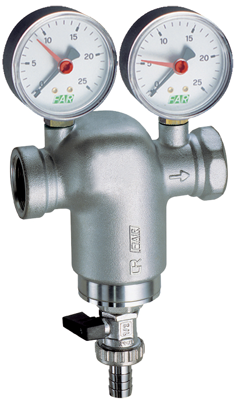 Фильтр хром., 3/4" ВР-ВР, с манометр., 300мкм, Max: 95 °C, 25 бар