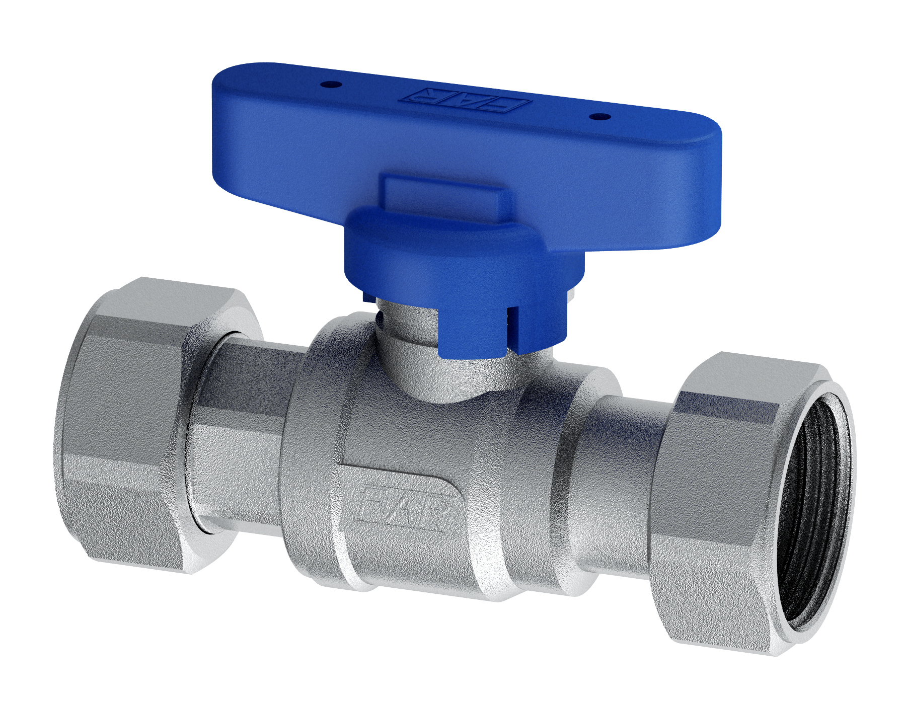 Кран шаров.1/2",хромир. 3/4" накид.гайки  (бабочка, красн.)