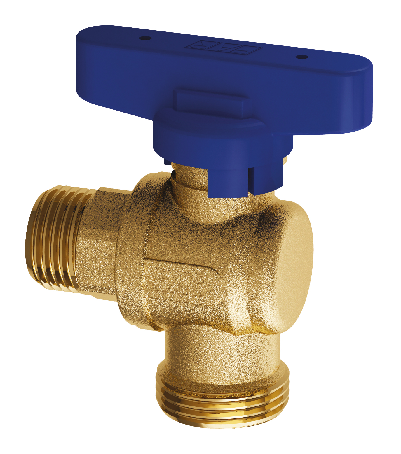 Кран шаров. хром. 3/4"НР-1/2"НР  (бабочка, син.) углов.