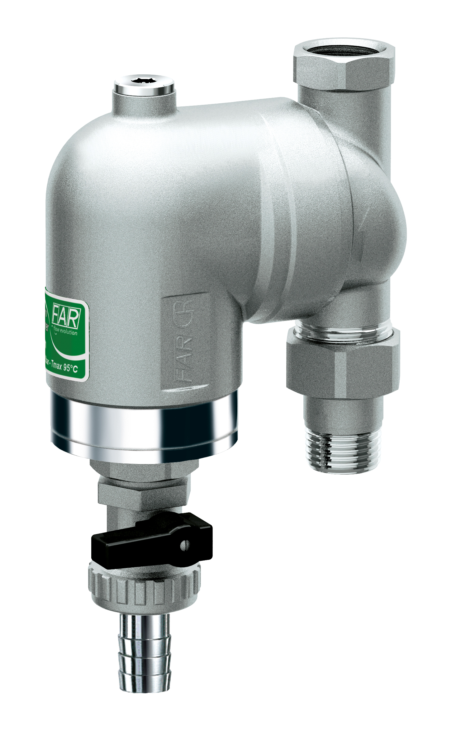 Фильтр 100мкм, под манометр,  Max: 95 °C, 25 бар. Поворотное соединение 1/2" ВР-НР