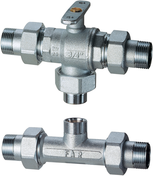3-х ход. зон. шар. кран байпас.  3/4" М24х19