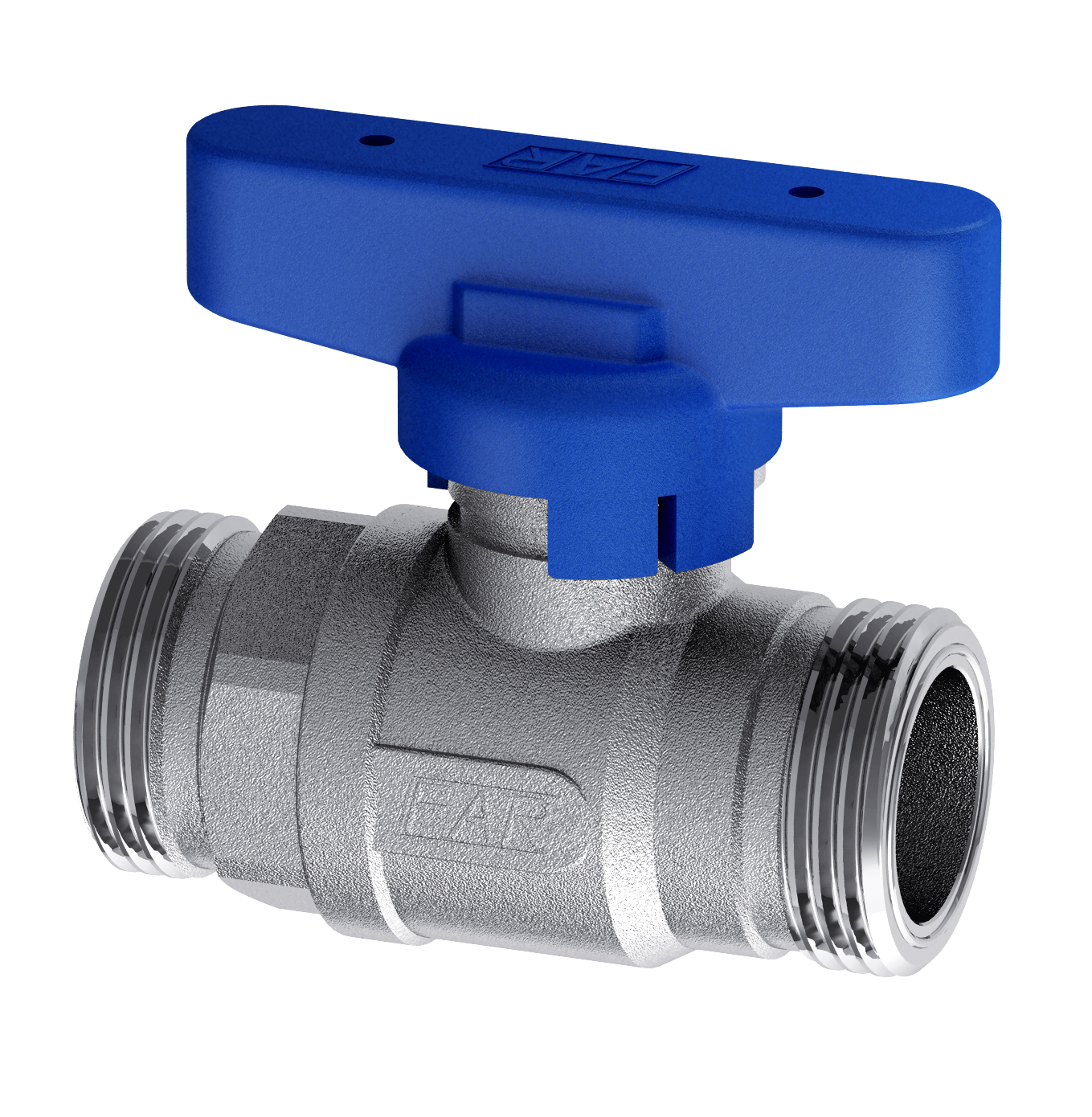 Кран шаровой хром. 3/4"НР  (бабочка, син.)