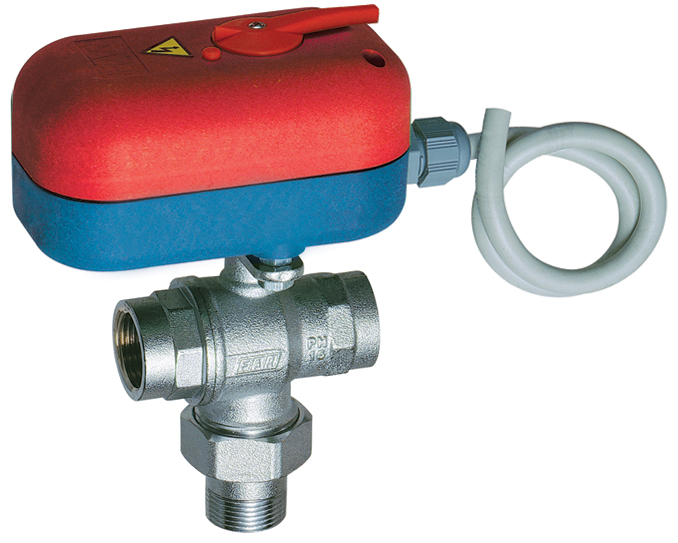 Трехходовой кран 3/4" ВР-ВР  с сервоприводом  код 3011 (24В,180 сек.)