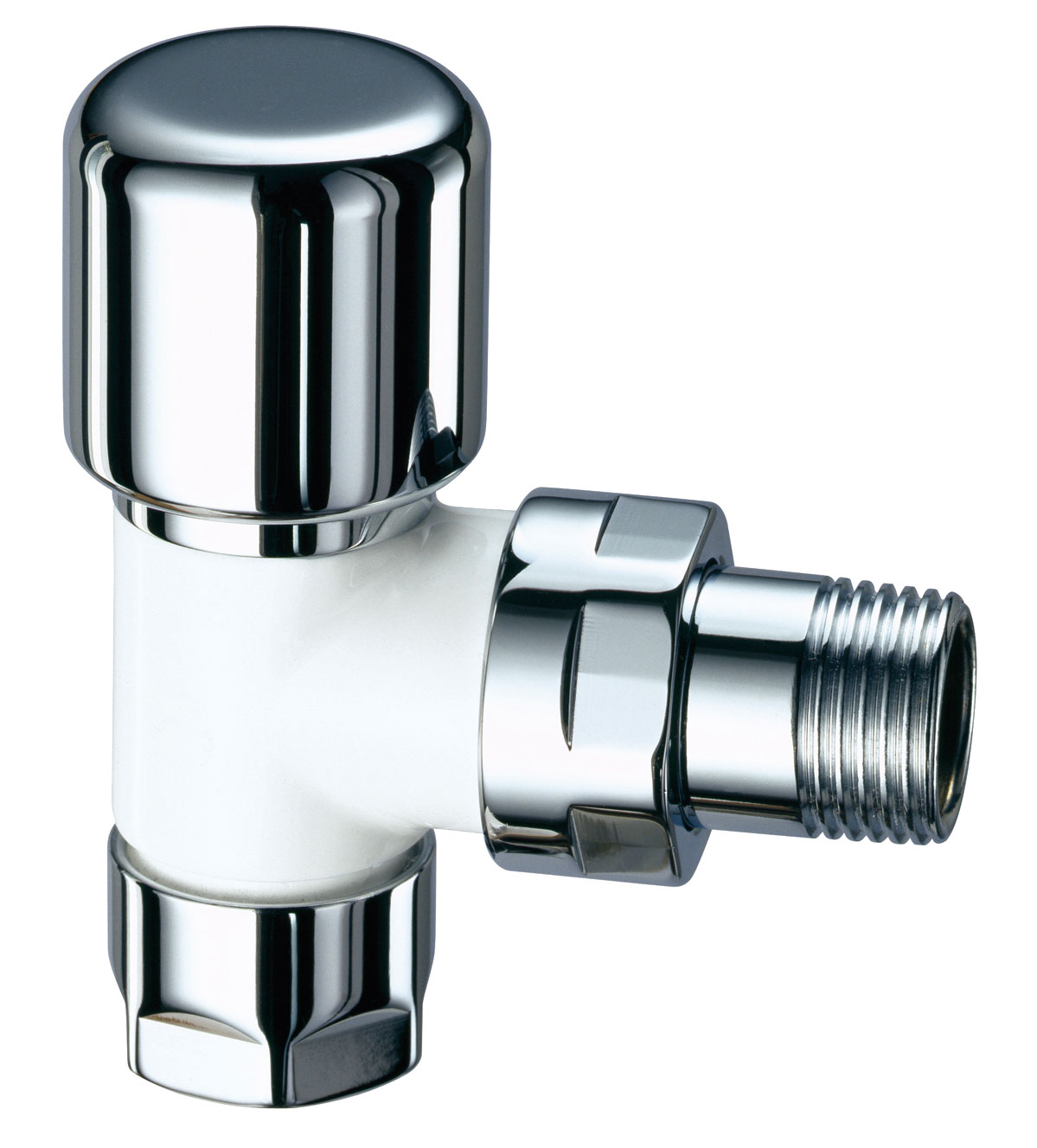 Вентиль термостат. угловой, TOP LINE, серебро/бел.эмаль, М24х19, 1/2"EPDM