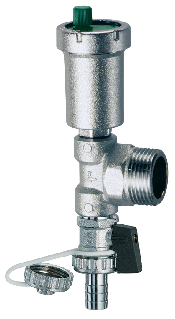 Хром.концев, с авт.воздухоотводчиком, слив.краном 1 1/4"НР