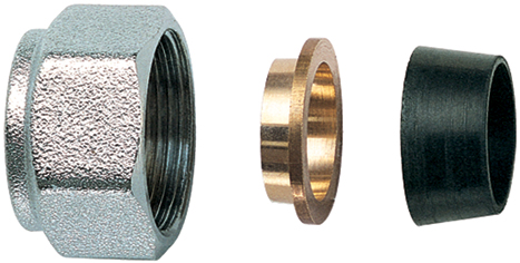 Концовка для медных труб 16мм, с накидной гайкой М24х19