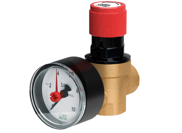 Клапан предохранительный 1/2"ВР с манометром,8 бар