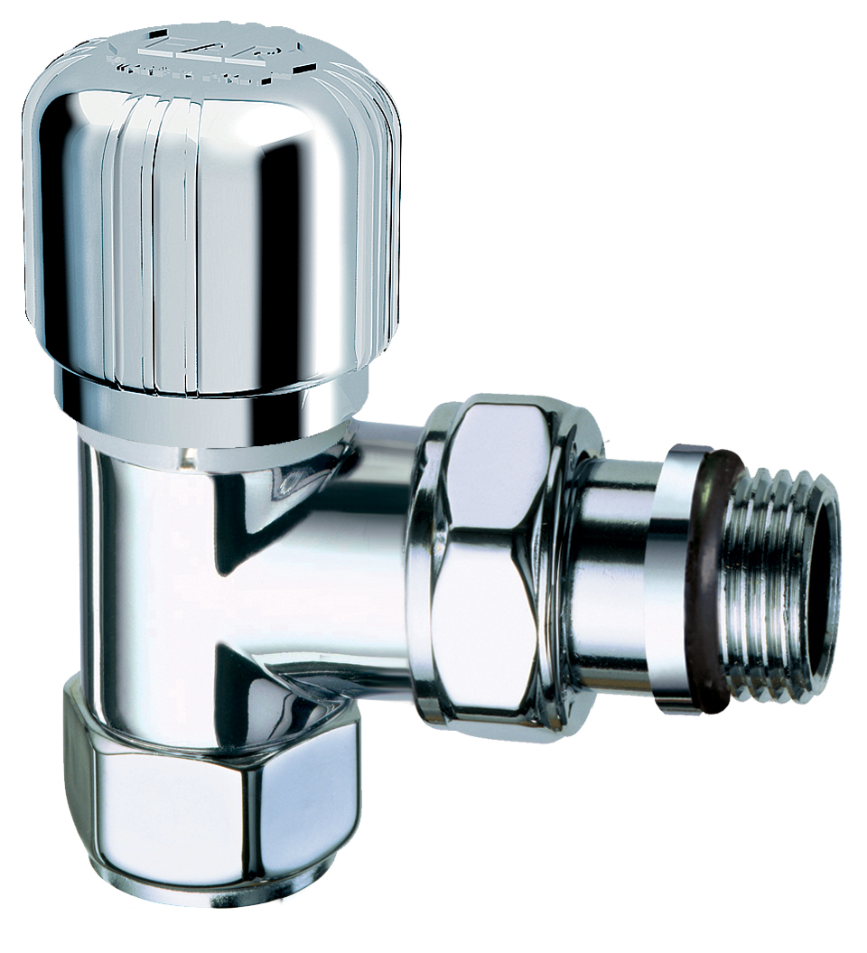 Вентиль термостат. угловой TopFAR, серебро, М24х19, 1/2" EPDM