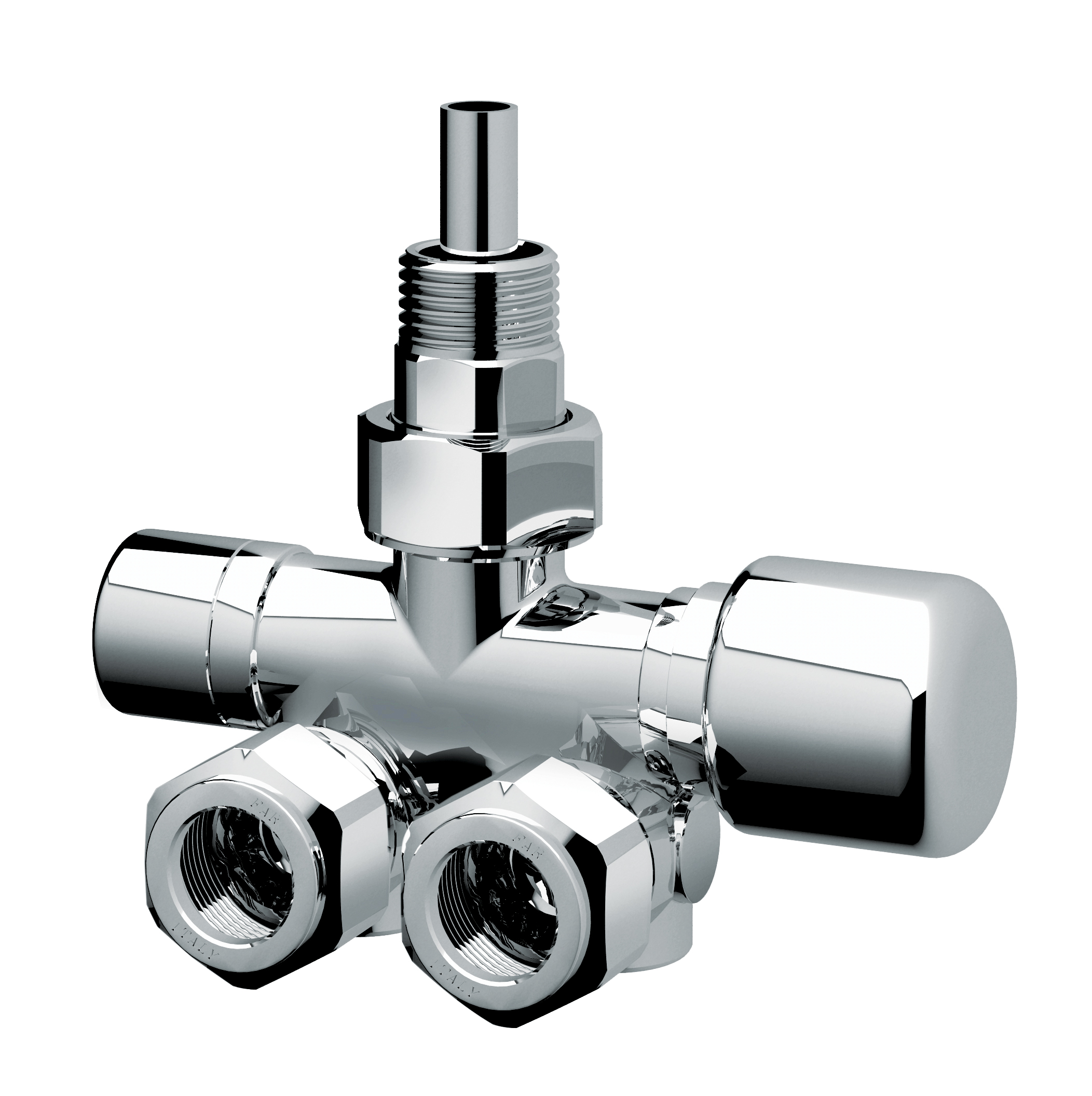 Узел нижн. подкл. правост. универс. с терм. и зап. вент, зонд 10мм-450мм, серебро, М24х19-1/2"EPDM