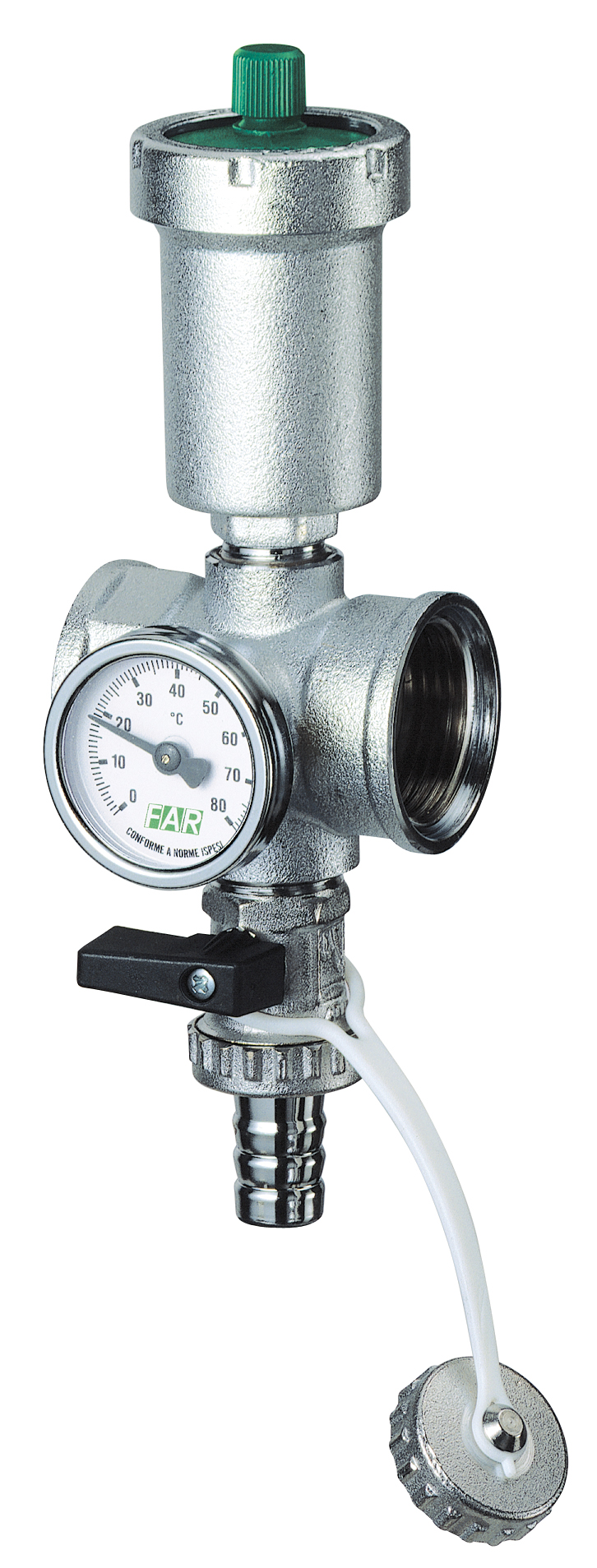 Хром. узел 3/4"(ВР) с авт.воздухоотвод., термометром(0-80 С) и слив.кран.(аналоги FK 3435, FK 3442)