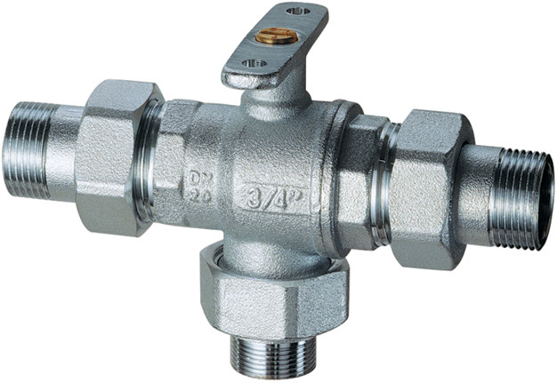 3-х ход. зон. шар. кран байпас. 1" НР - М24х19 - НР