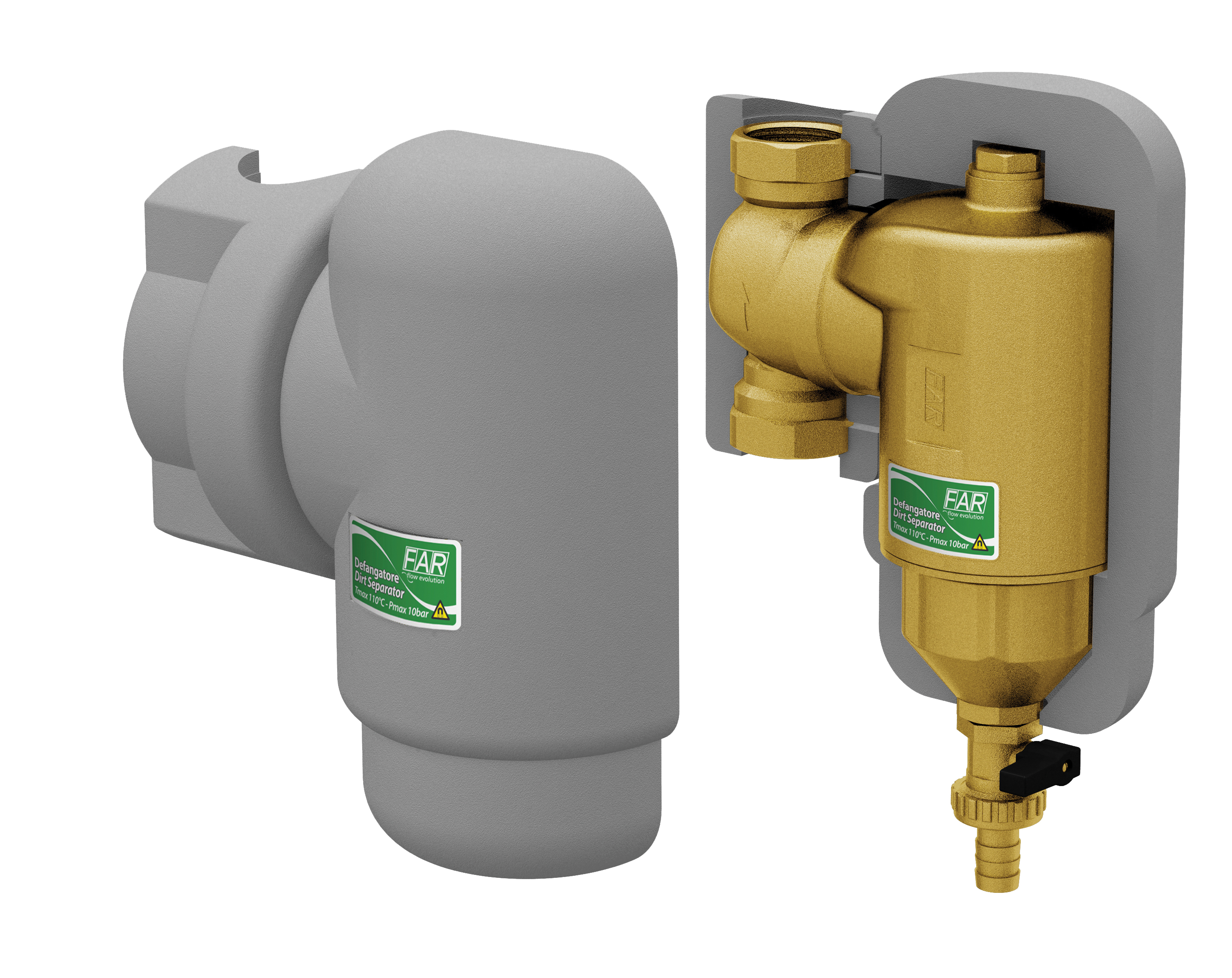 Сепаратор шлама (дешламатор) с поворотным соединением, в теплоизол. 3/4"