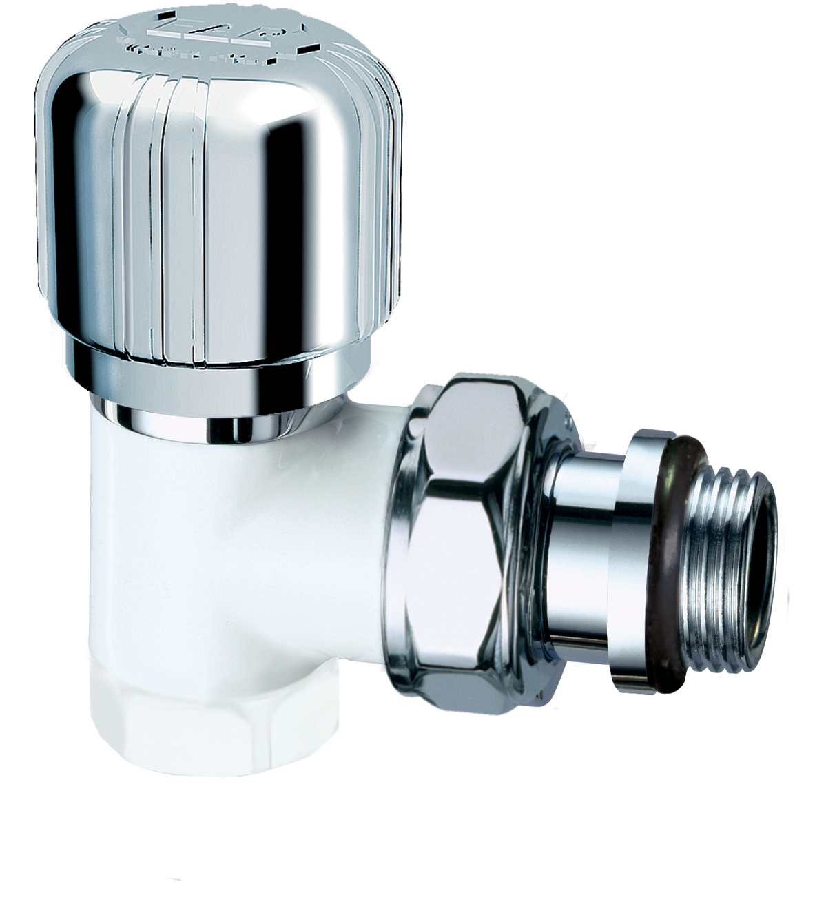 Вентиль термостат. угл. LadyFAR , 1/2" ВР (сереб.-бел.эмаль), EPDM