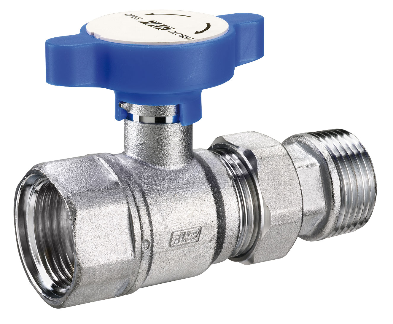 Кран шар.с американкой, хром., 1", красная ручка