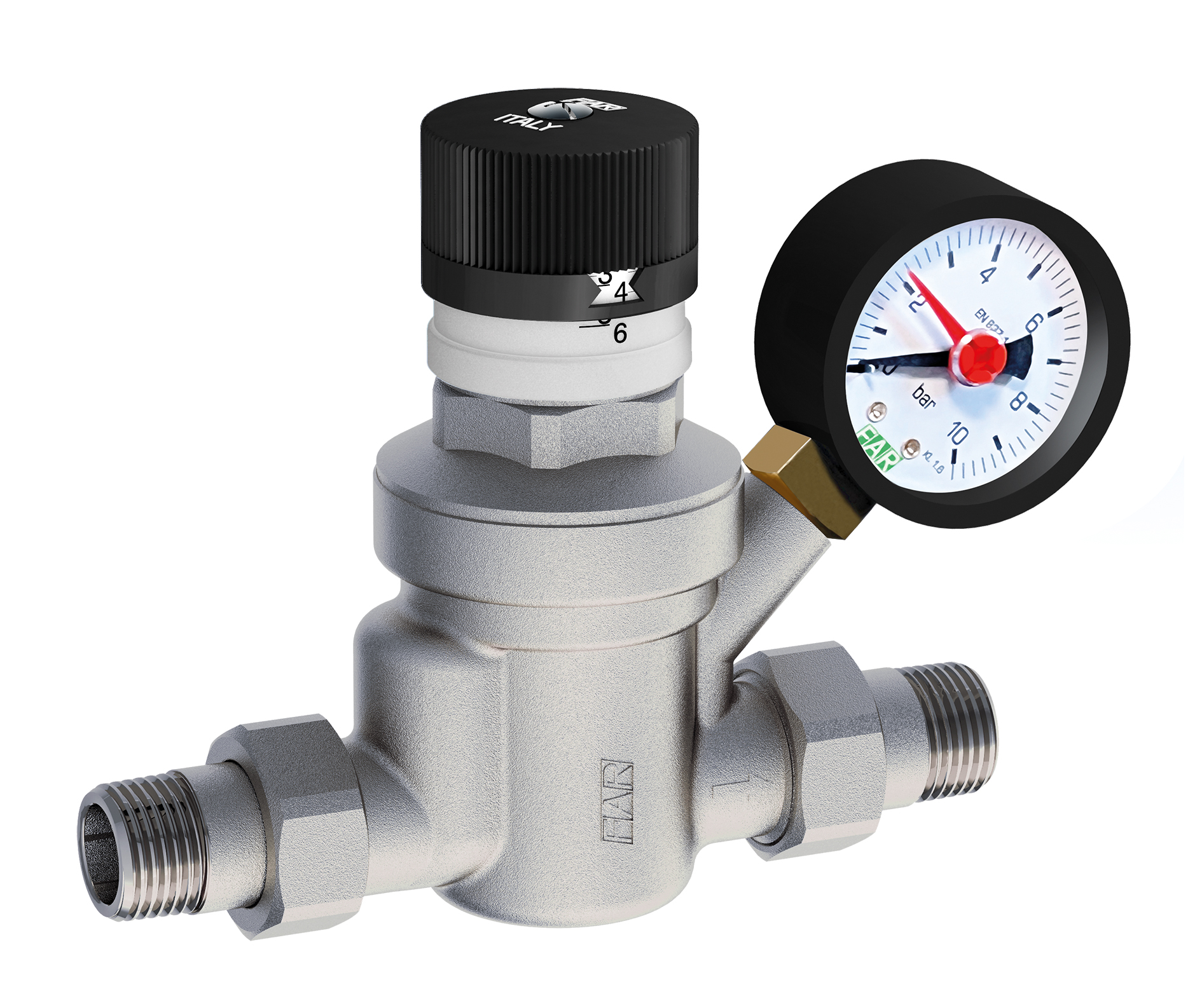 Редуктор хром. 1/2" (НР-НР) с визуализацией давления, с манометром