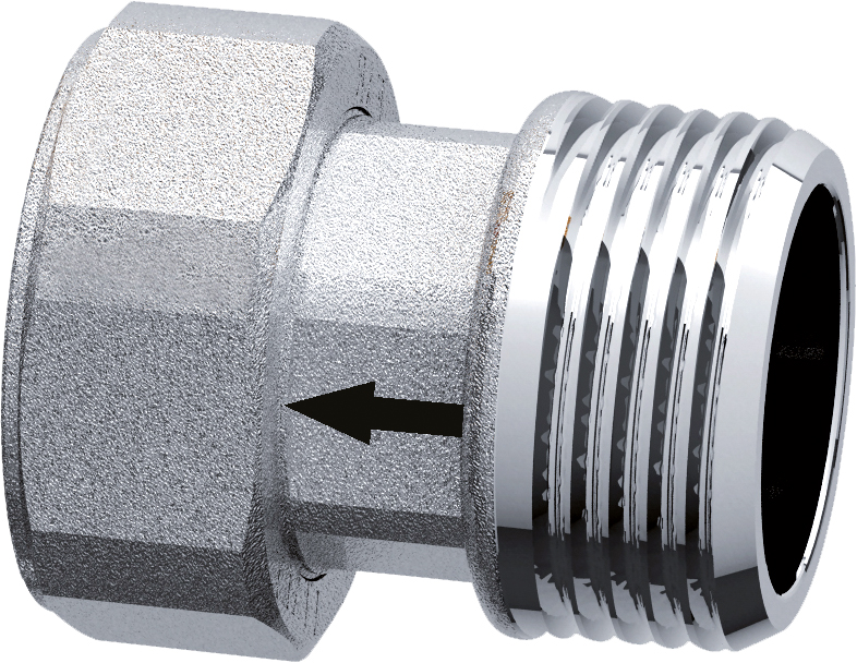Американка c обратным клапаном, хром. 1/2”НР-3/4”НГ под пломбу
