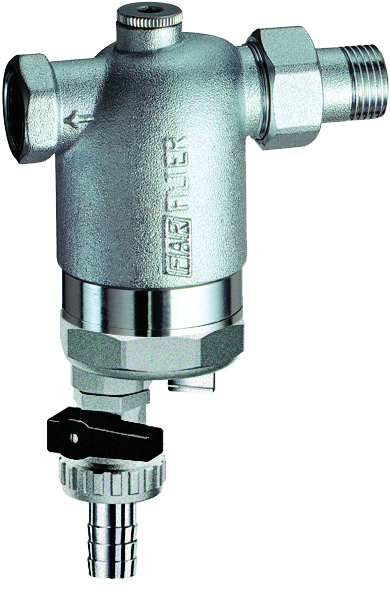Фильтр 100мкм, с магн.встав., под манометр,  Max: 95 °C, 25 бар,  3/4" ВР-НР