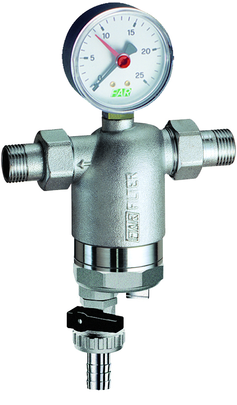 Фильтр 100мкм, с магн.встав., с манометром,  Max: 95 °C, 25 бар,  1" НР