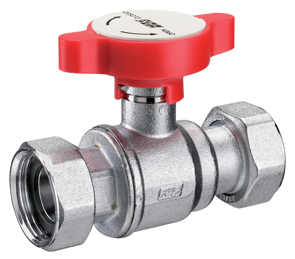 Кран шар. под термометр, 3/4х1, хром., с 2 накид.гайками., синяя ручка