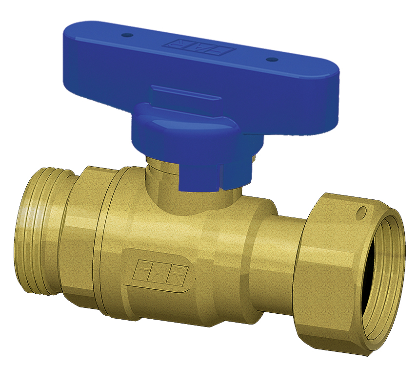 Шаровой кран хромир. 3/4' НР-накидн.гайка, (бабочка, красн.)