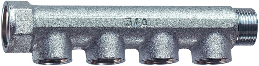 Коллектор 3/4" с 4 отвод. 1/2" ВР, (межосев. 36 мм)