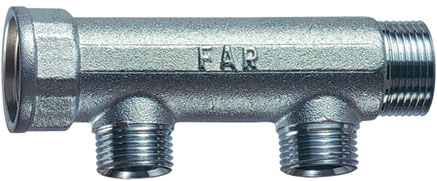 Коллектор 1 1/4" (ВР-НР) с 2 отв. 3/4" НР (межосев. 50 мм), под плоск.упл.