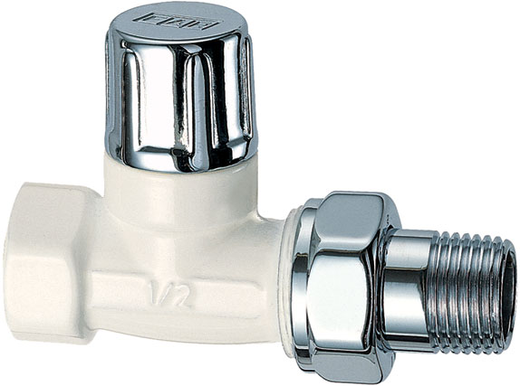 Вентиль запорный прямой, серебро/бел.эмаль, 1/2"ВР, EPDM