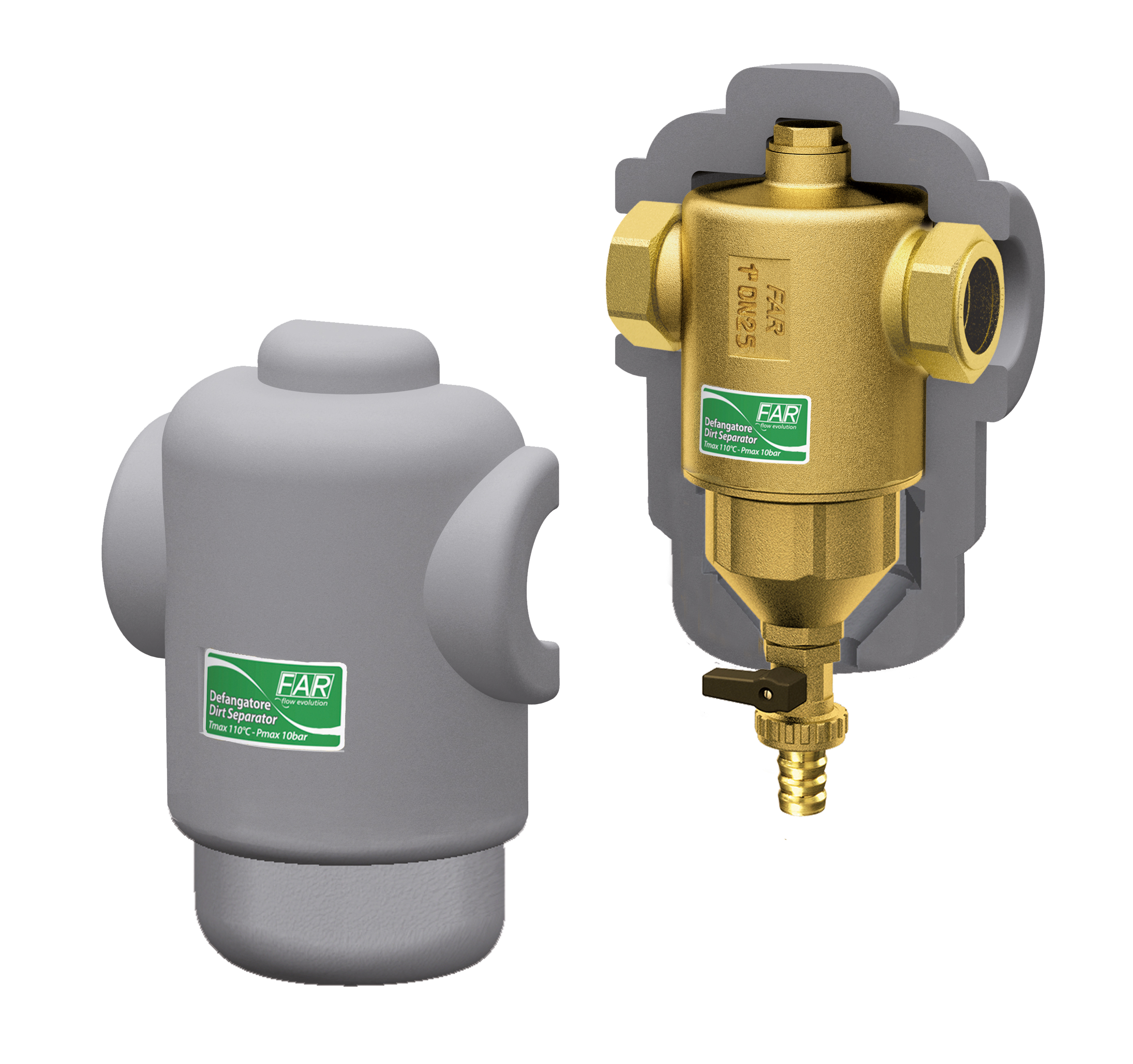 Сепаратор шлама (дешламатор) д/присоед.медн.труб 22мм,сливн.кран,отверст.1/2"